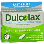 Dulcolax Medicated Laxative 4 Comfort Shaped Suppositories 